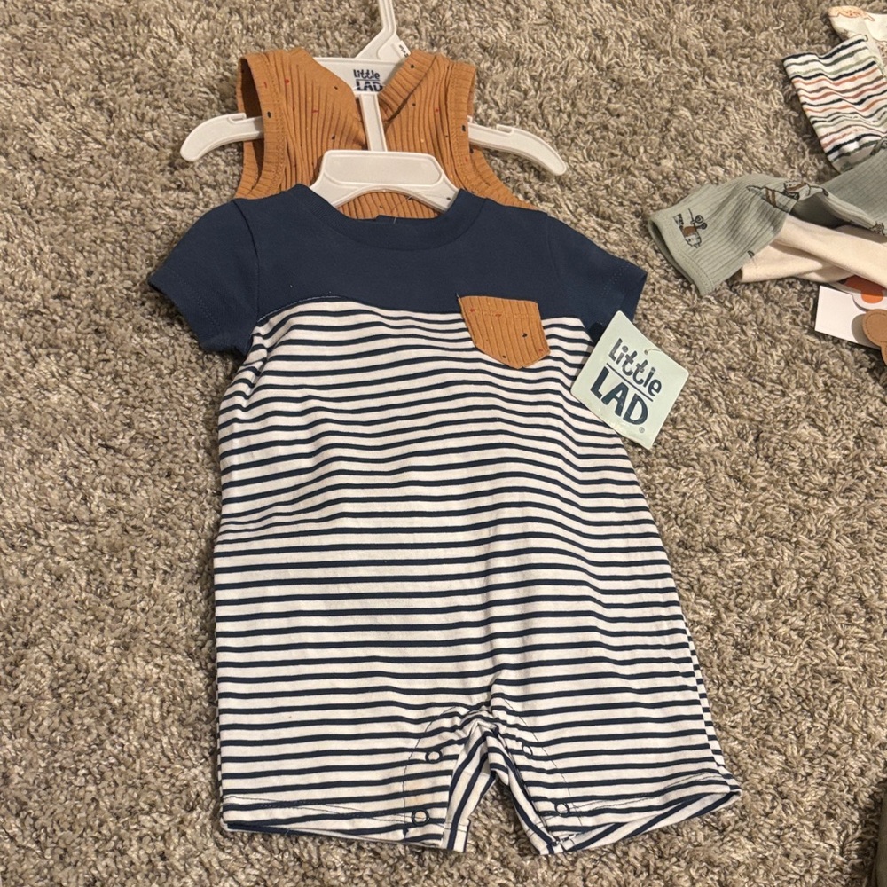 Little Lad Blue and White Striped Kids Set